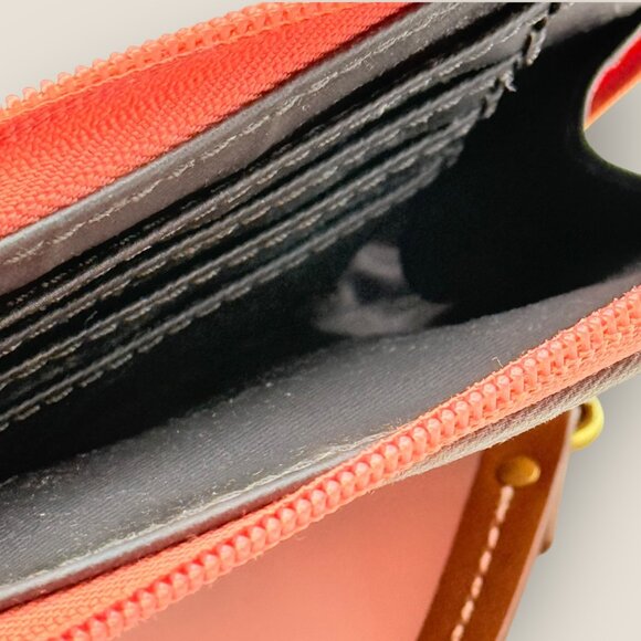 Fossil Coral Pink Owl Print Zip Around Wristlet Wallet Strap Multiple Card Slots - Picture 4 of 5